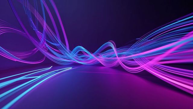Futuristic Neon Light Trails in Vibrant Blue and Magenta Tones