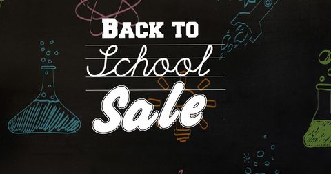 Back to School Sale Banner with Science Icons