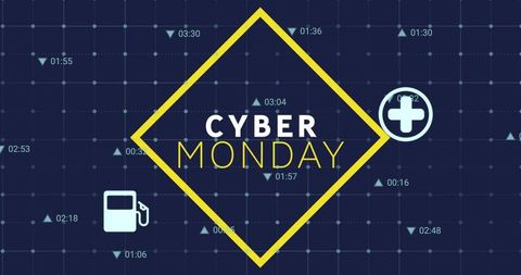 Cyber monday digital marketing promotion with tech infographics
