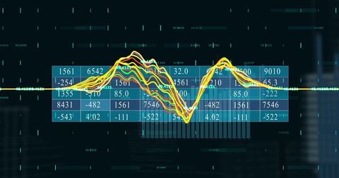 futuristic data visualization with colorful waveforms on digital interface - Download Free Stock Images Pikwizard.com