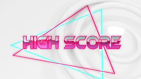 Retro High Score Text on Geometric Neon Background