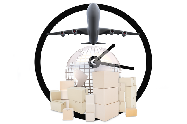 Transparent Transport Logistics Illustration with Plane, Clock, and Boxes - Download Free Stock Videos Pikwizard.com