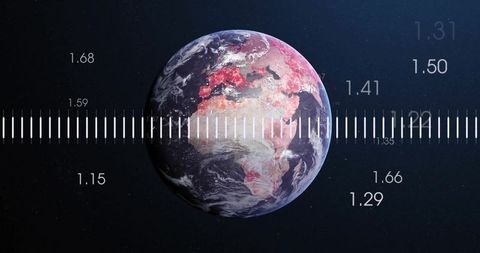 Global data flow concept with rotating earth