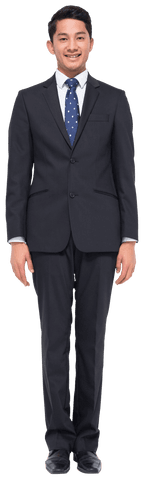 Transparent joyful businessman in formal suit