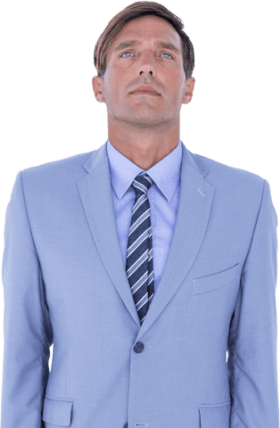 Transparent Caucasian Businessman Pensive Attractive Suit Corporate Setting