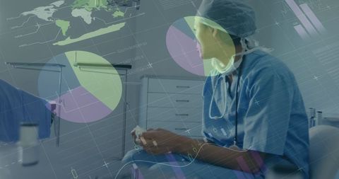 Stressed health worker analyzing digital health statistics in hospital