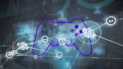 Gamepad Outline on Digital Network Background