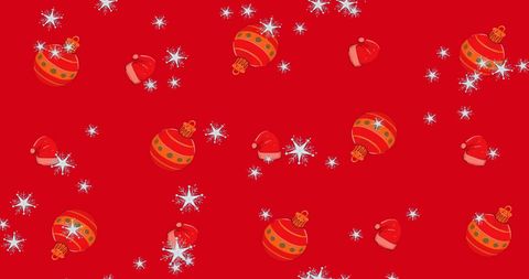 Seamless Snow and Christmas Ornaments on Festive Red
