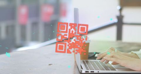 digitalized qr code displayed while typing on laptop - Download Free Stock Images Pikwizard.com