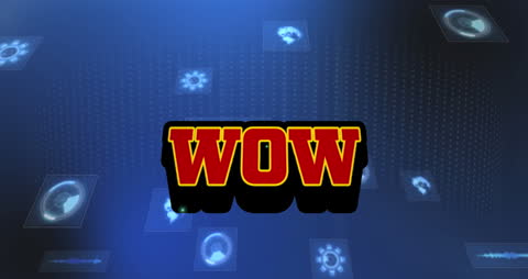 Wow Text Animation on Futuristic Digital Background