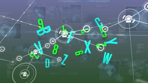 Futuristic Network with Digital Data Elements and Connections
