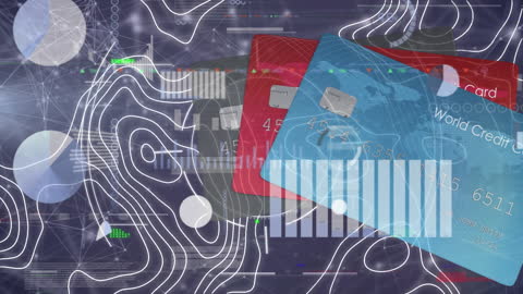 Credit Cards and Digital Data Interface Background