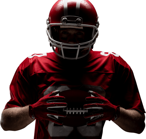transparent american football player holding rugby ball with determined pose - Download Free Stock Videos Pikwizard.com