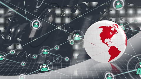 Global Network Concept with Planet Earth and Digital Connections