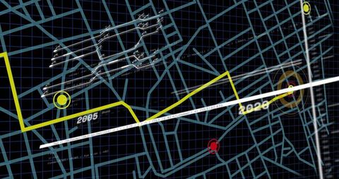 Digital Timeline Map Highlighting Progress and Innovation