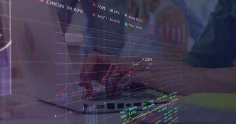 Digital Financial Analysis Vector Graph With Businesswoman Typing - Download Free Stock Images Pikwizard.com