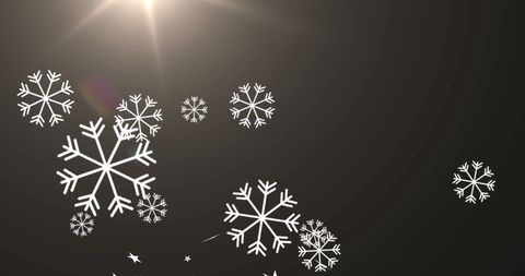 Falling Snowflakes and Sparkling Stars on Dark Background
