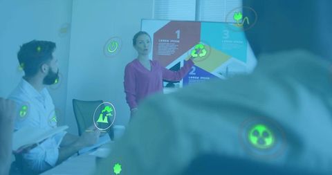 Corporate Presentation in Modern Meeting Room with Holographic Elements