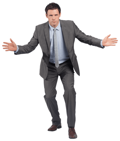 Businessman in Suit with Open Arms Transparent Background - Download Free Stock Videos Pikwizard.com