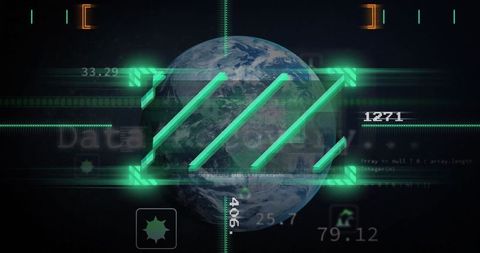 Futuristic Globe Scanning with Digital Interface Elements