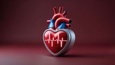 3d heart model with ecg waveform illustration for cardiology, cardiovascular diseases subject