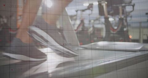 Running on Treadmill with Analytics Overlay in Gym