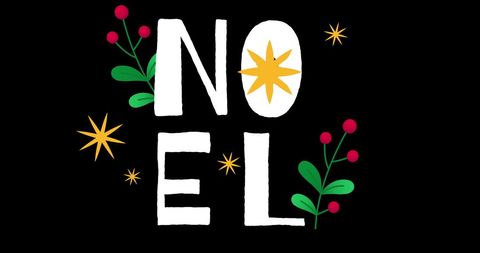 Christmas Noel Design with Festive Decorations on Black Background - Download Free Stock Images Pikwizard.com