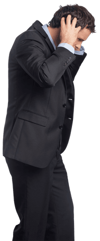 Stressed Transparent Businessman Holding Head in Desperation