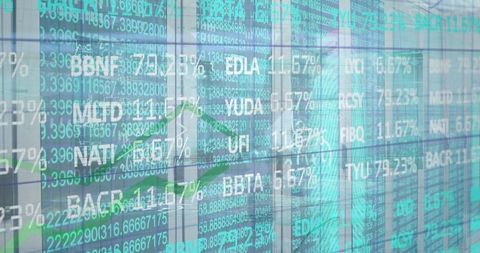 Business team analyzing stock market data and financial forecasts