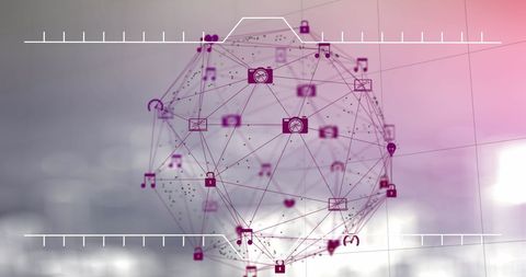 Global Network of Digital Icons in Technology Sphere - Download Free Stock Images Pikwizard.com