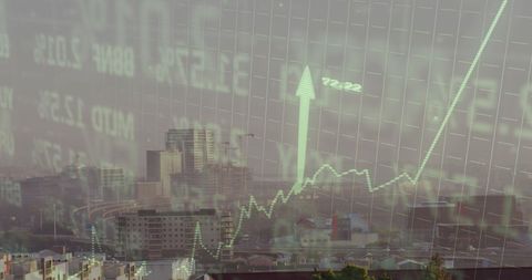 cityscape with financial data visualization overlay - Download Free Stock Images Pikwizard.com