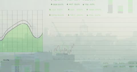 Financial Data Animation with Graphs on Digital Background