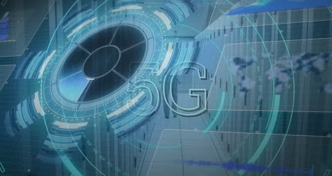 Dynamic Digital Interface Concept Illustration with 5G over Globe