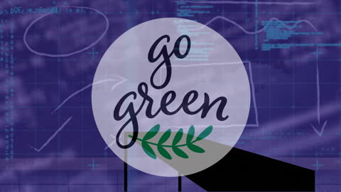Animated Go Green Message with Digital Data Background