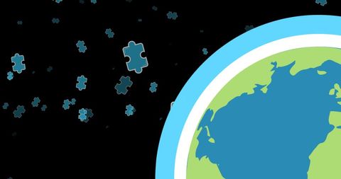 Floating Puzzle Pieces Around Earth for Brain Activity Concept - Download Free Stock Images Pikwizard.com