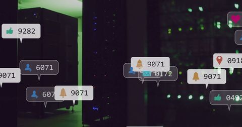 Futuristic Digital Network With Server Room and Data Metrics - Download Free Stock Images Pikwizard.com
