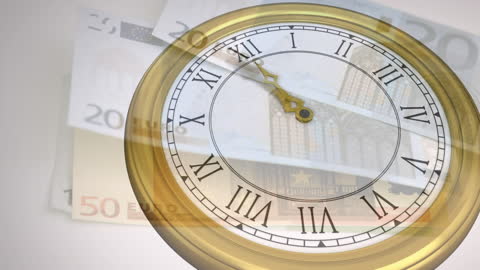 Conceptual Time and Money with Clock and Euro Notes