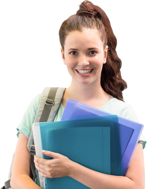 Smiling Caucasian Student Holding Folders with Backpack, Transparent Background - Download Free Stock Videos Pikwizard.com