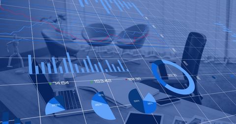 Office Desk with Overlaid Business Data Analyzing Financial Trends - Download Free Stock Images Pikwizard.com