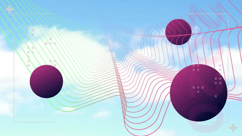 Abstract Futuristic Spheres with Dynamic Lines in Sky