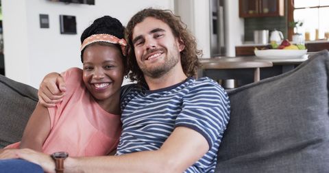 Happy Couple Smiling in Living Room creating Memories - Download Free Stock Images Pikwizard.com