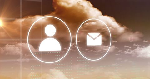 Digital Interface with Cloud Computing Icons in Sky - Download Free Stock Images Pikwizard.com