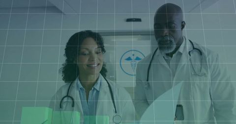 Doctors and Digital Data Visualization in Modern Medical Facility