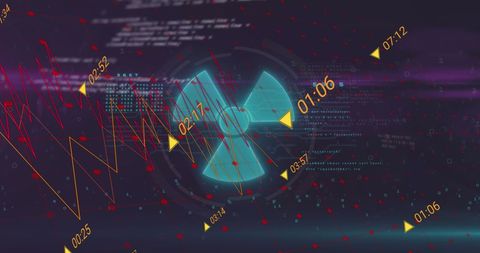 Radiation Symbol with Data and Timecodes Luminous Illustration