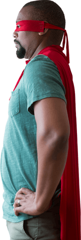 African American Superhero Heroic Pose on Transparent Background