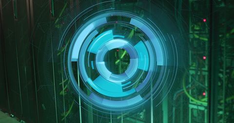 Futuristic Digital Data Interface Over Data Center - Download Free Stock Images Pikwizard.com