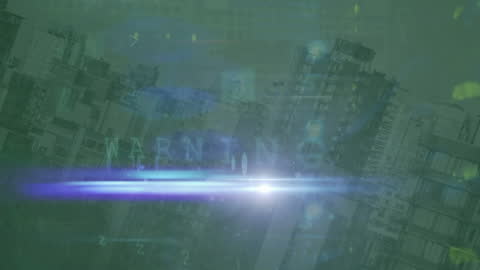 Digital Light Trails and Cyber Security Alert in Urban Cityscape