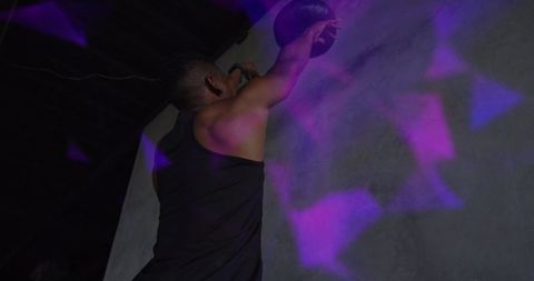 Dynamic exercise with colorful digital effects