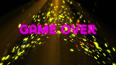 Neon Game Over Text with Spark Effects on Black Background
