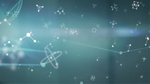 Abstract Molecule and Network Animation in Blue Tones